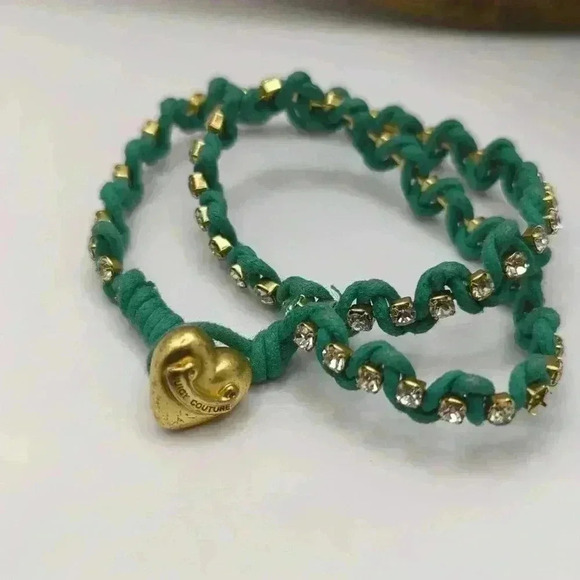Juicy Couture wrap bracelet turquoise blue with GoldTone clear rhinestone - Picture 1 of 4